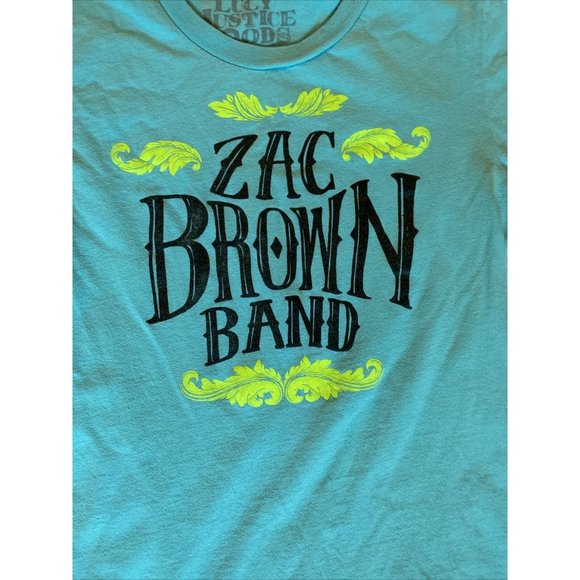 Womens Zac Brown Band size small teal lime cotton tee - Picture 2 of 7